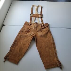Bavaria Trachten Lederhosen Overall Mens 30 Kneebound Brown Leather Oktoberfest